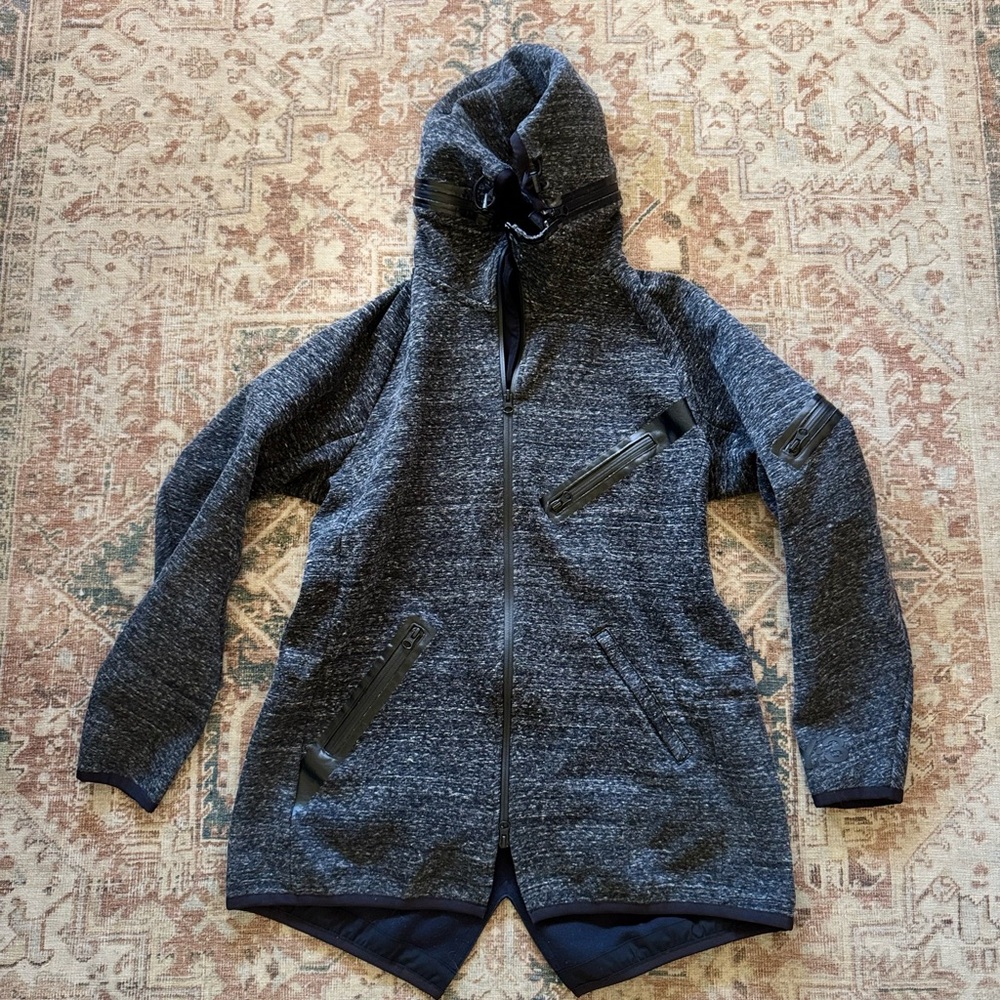 Y-3 Gray Performance Jacket with Hood and Cozy Knit